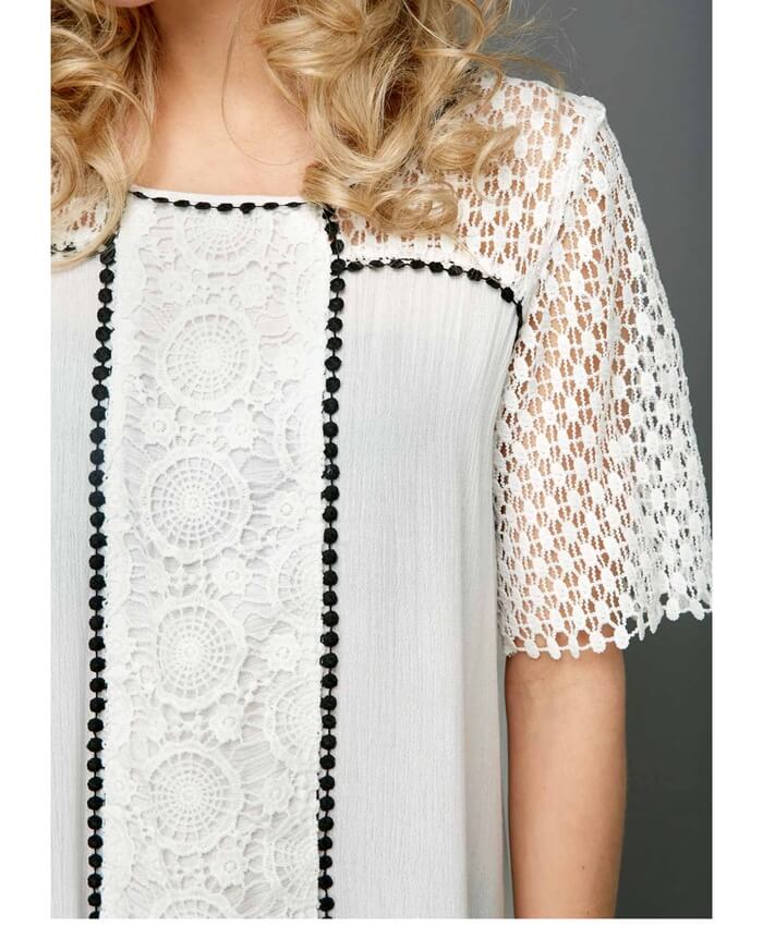 Round Neck Patchwork Short Sleeve Blouse